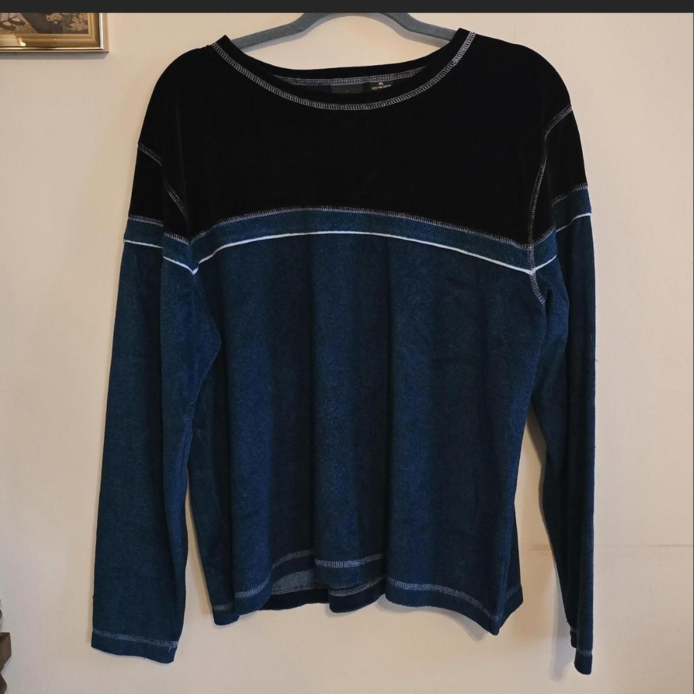 Erika Black and Blue Long Sleeve Top